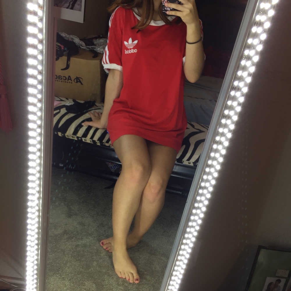 Red adidas shirt